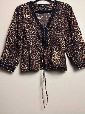 NVLT Leopard Print Peplum Blouse